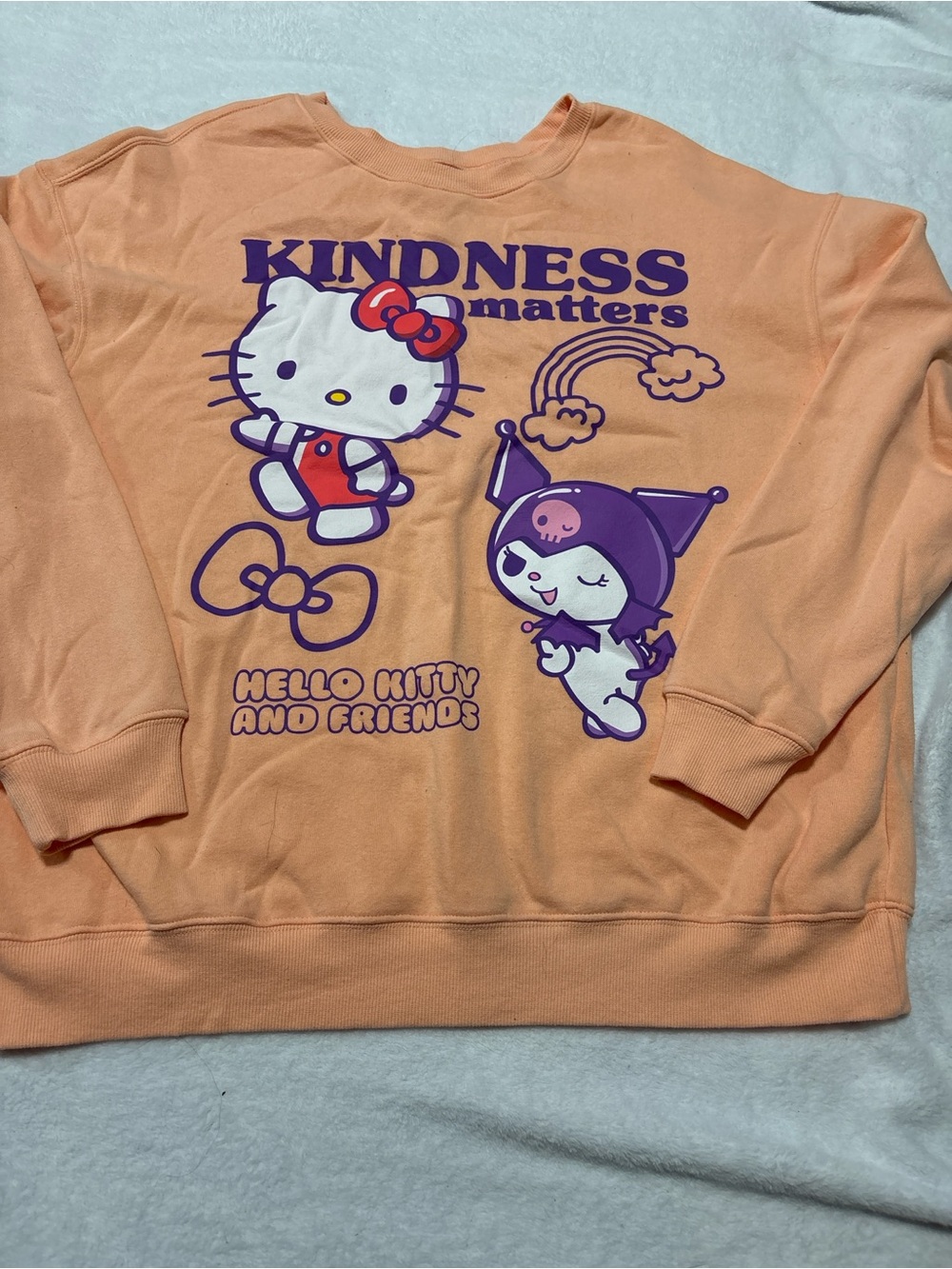 Hello Kitty Peach Sweatshirt with Purple Graphic